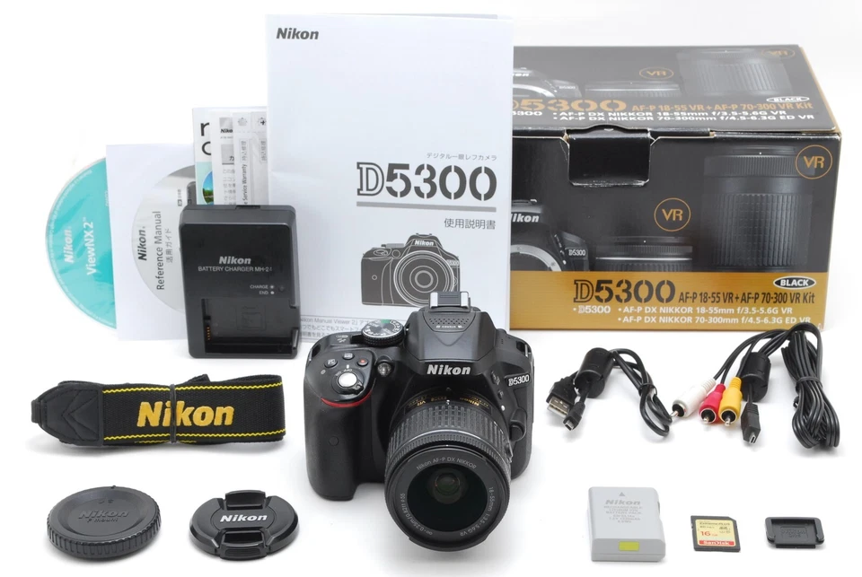 [COMO NUEVA] Cámara Nikon D5300 (obturador: 7060) DSLR con lente 18-55 mm f/3,5-5,6 Japón Foto 1 de 4