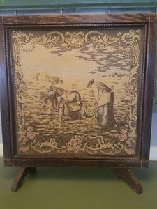 Antique 1800s tapestry fire place screen 22 x 24 in - Picture 1 of 12