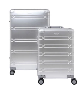 MONCRIEF Small Silver Tone Hard Shell Luggage RRP £350  Rimowa Alternative - Picture 1 of 8