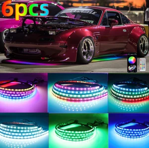6x Multicolor Car Underglow LED Neon Strip Light Kit APP Remote For Mazda Miata - Picture 1 of 14