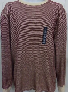 GAP Men's Size Large Long Sleeve Crew Neck Off-White & Burgundy Shirt NEW - Picture 1 of 2