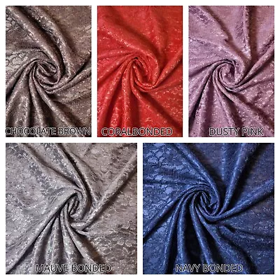Floral Lace Satin Back Bonded Fabric Dress Craft Lingerie Material 58" By Meter - Image 1 of 2