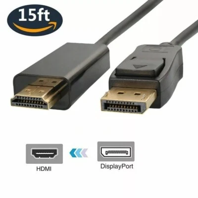 15FT Display port to HDMI Displayport DP to HDMI Cable Adapter Port to hdmi cord - Image 1 of 4
