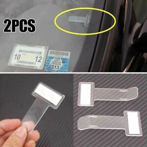 2Pcs Car Parking Ticket Receipt Permit Card Holder Clips Sticker For Windscreen
