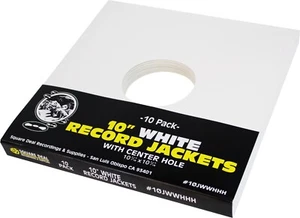 (10) 10” Vinyl Record Jackets Media Storage White with Hole - 10JWWHHH - Foto 1 di 3