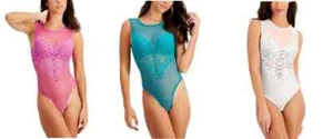 INC Women's Cupped Lace Swiss Dot Thong Bodysuit, Assorted Colors - Picture 1 of 11