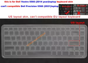 US Keyboard Protector Cover Skin For Dell  Vostro 5560 5560D (2014 year) laptop - Picture 1 of 5