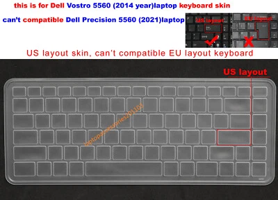 US Keyboard Protector Cover Skin For Dell  Vostro 5560 5560D (2014 year) laptop - Image 1 of 4