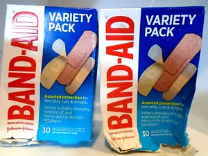Band-Aid Brand Adhesive Bandages Variety Pack 30 Assorted Sizes - Pack of 2 READ - Picture 1 of 1