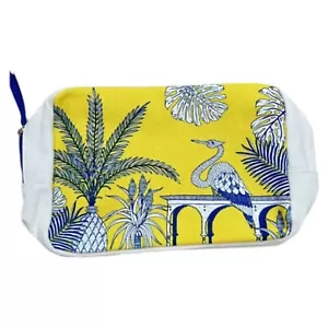 CLARINS Kosmetiktasche gelb blau weiß mit Handflächen & Vogel Kosmetik Reisetasche - NEU - Bild 1 von 6