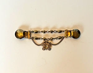 Vintage Filigree Butterfly Collar Chain Cardigan Clip or Sweater Guard Gold Tone - Picture 1 of 7
