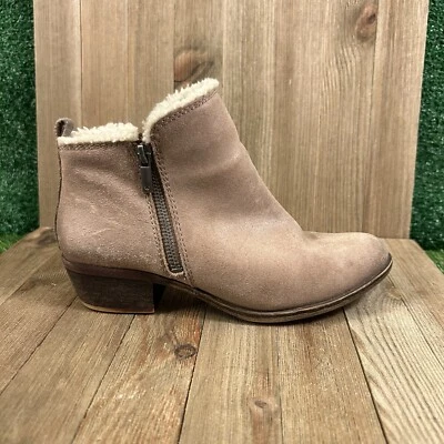 Lucky Brand Basel Boots Womens 7 M Brown Ankle Leather Outdoor Shearling Fur - Image 1 of 4