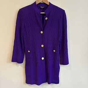 Misook Textured Sweater Jacket In Purple XS