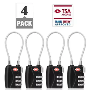 TSA Approved Travel Combination Cable Luggage Locks for Suitcases-1 2 3 4 5 Pack - Picture 1 of 16