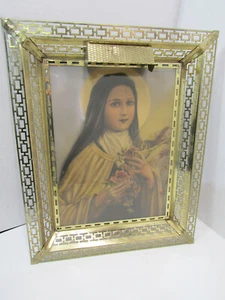 CUADRO COLGANTE DE PARED VINTAGE RELIGIOSO ILUMINADO 3-D MARY METAL - Imagen 1 de 4