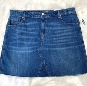 Old Navy Skirt Size 16 Women's Raw  Hem Pockets New Blue - Picture 1 of 6