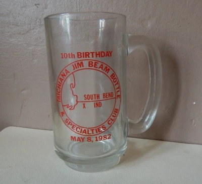 MICHIANA JIM BEAM BOTTLE & SPECIALTIES CLUB May 8, 1982 Glass Beer Mug - Image 1 of 4