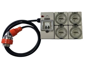 Portable Power board 40 Amp 3 phase 5 pin supply to 4 x 240v 15 Amp RCBO outlet - Foto 1 di 6