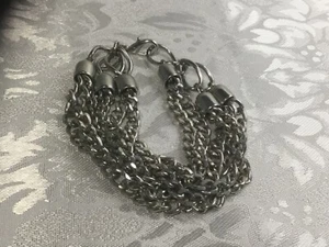 Pulsera de cadenas de metal tono plata modernista brutalista vintage - Imagen 1 de 6