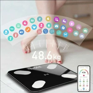 Bilancia 180Kg Bluetooth Smart Digitale Pesapersone Fitness Grasso Corporeo NERA - Picture 1 of 6