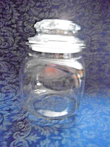 VTG ANCHOR HOCKING CLEAR MED CANISTER STORAGE JAR ROUNDED SIDES W/SEAL LID ~ EUC - Imagen 1 de 4