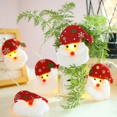 LED String Lights Christmas Lamp Battery-Powered Santa Snowman Home Party Adorn - Image 1 of 4