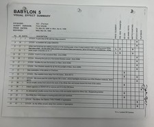 Babylon 5 1996 Visual Effects Summary for Z’ha’dum Episode #322 Iacovelli Signed