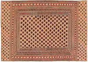 Afghan Kelim Gol Barjasta Teppich 120x180 Handgewebt Gold Geometrisch n - Picture 1 of 9