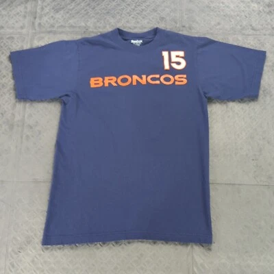 Denver Broncos Tim Tebow 衬衫 Reebok 复古短袖蓝色女式小号 — 第 1/4 张图片