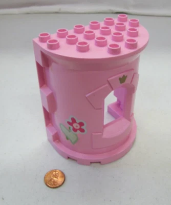 Rare Lego Duplo Vintage Princess Pink Castle Wall With Floral Lithos #4820 #4 - Image 1 of 4