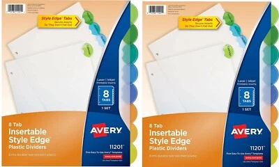 Avery Insertable Style Edge Tab Plastic Dividers, 8-Tab Letter 11 x 8.5 - 2 Pack - Image 1 of 4