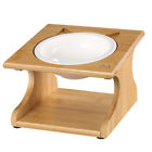 Elevated Cat Feeder Wood Stand Water Bowl Dish