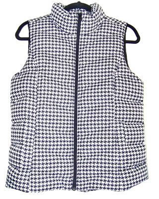 Chaleco acolchado Lands End pata de gallo cremallera mujer S blanco y negro a cuadros bolsillos a presión Foto 1 de 4