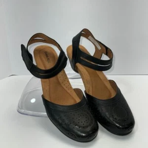Cobb Hill Comfort Fit Black Leather Mary Jane Sandals Low Heel Shoes Size 9.5 - Picture 1 of 9