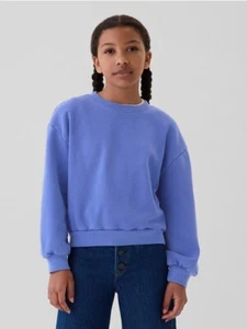 New Gap Kids Girls Blue Vintage Soft Sweatshirt Crew Neck Long Sleeve Sz 8 - Picture 1 of 5
