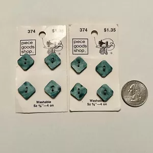Teal Buttons NOS 8 Total On Two Cards 5/8” 2 Hole VTG Piece Goods Shop 374 - Picture 1 of 6