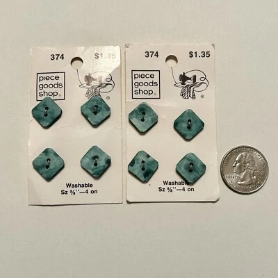 Teal Buttons NOS 8 Total On Two Cards 5/8” 2 Hole VTG Piece Goods Shop 374 - Image 1 of 4