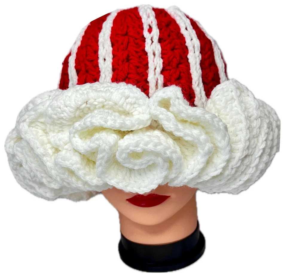 Gorro de hilo acrílico hecho a mano azul/gris/amarillo/blanco/rojo/rosa, talla única, unisex Foto 1 de 1