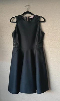 Платье Ted Baker женское размер 3 США 8 черное облегающее и расклешенное сетка с цветочным рисунком на молнии - Изображение 1 из 4