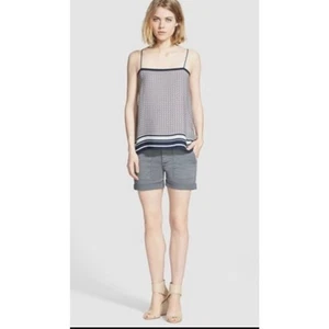 Vince Border Print Silk Camisole Top, Coastal Blue Size XXS $225 - Picture 1 of 7