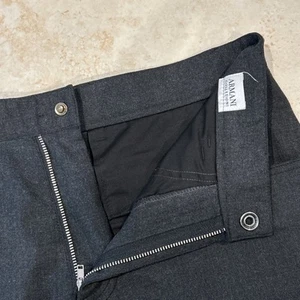 Vintage Armani Collezioni Dress Pants Mens 32x35 Black Flat Front Wool Mitchells - Picture 1 of 10
