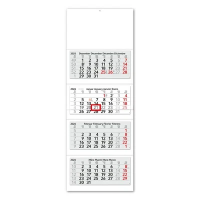 TIMR 4-Monatskalender 2026 - Wandkalender 4 Monate mit Schieber mehrsprachig I tr381