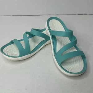 Crocs Swiftwater Teal Flip-Flops Women’s Size 7 Shoes Green/Blue Sandles - Picture 1 of 15