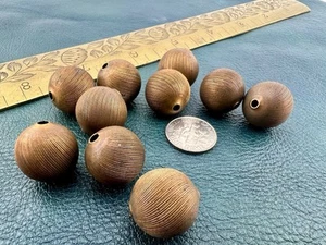10 Pcs 16mm Vintage Copper Beads Etched Hollow Round Jewelry Making Findings Lot - Picture 1 of 7