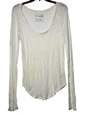 We The Free Womens Linen Blend Long Sleeve Top Large Fray Stretch Elena Gilbert - Image 1 of 4