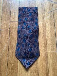 Giorgio Armani Cravatte Green/Red Geometric Print Oval/Lines Neck-Tie,Silk,Italy - Picture 1 of 2