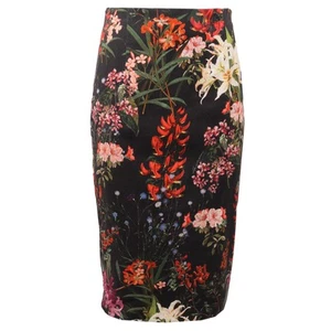0287AE gonna donna MARELLA cotton black/flowers skirt women - Imagen 1 de 4