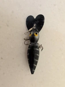 VINTAGE Whopper Stopper Hellbender 4" schwarz mit weißen Rippen Crankbait KÖDER J044 - Bild 1 von 3