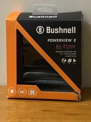 Bushnell PowerView 2 Binoculars 8x21mm W/ Carry Pouch & Strap Preowned - Image 1 of 4