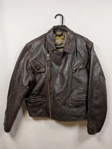 Chaqueta de Colección Avirex Doble Jinete Para Hombres S Cuero Marrón Bombardero Vuelo Fuerzas Aéreas de Estados Unidos - Imagen 1 de 16